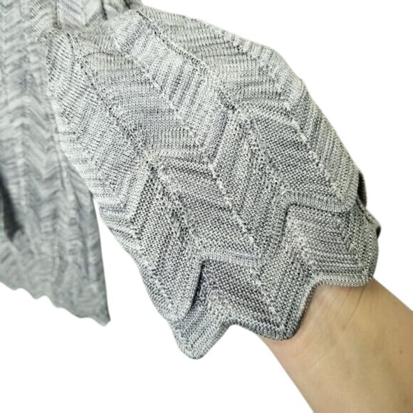 White House‎ Black Market XS Gray Chevron Long Sleeve Lace-Up Knit Tunic Top - Picture 9 of 13